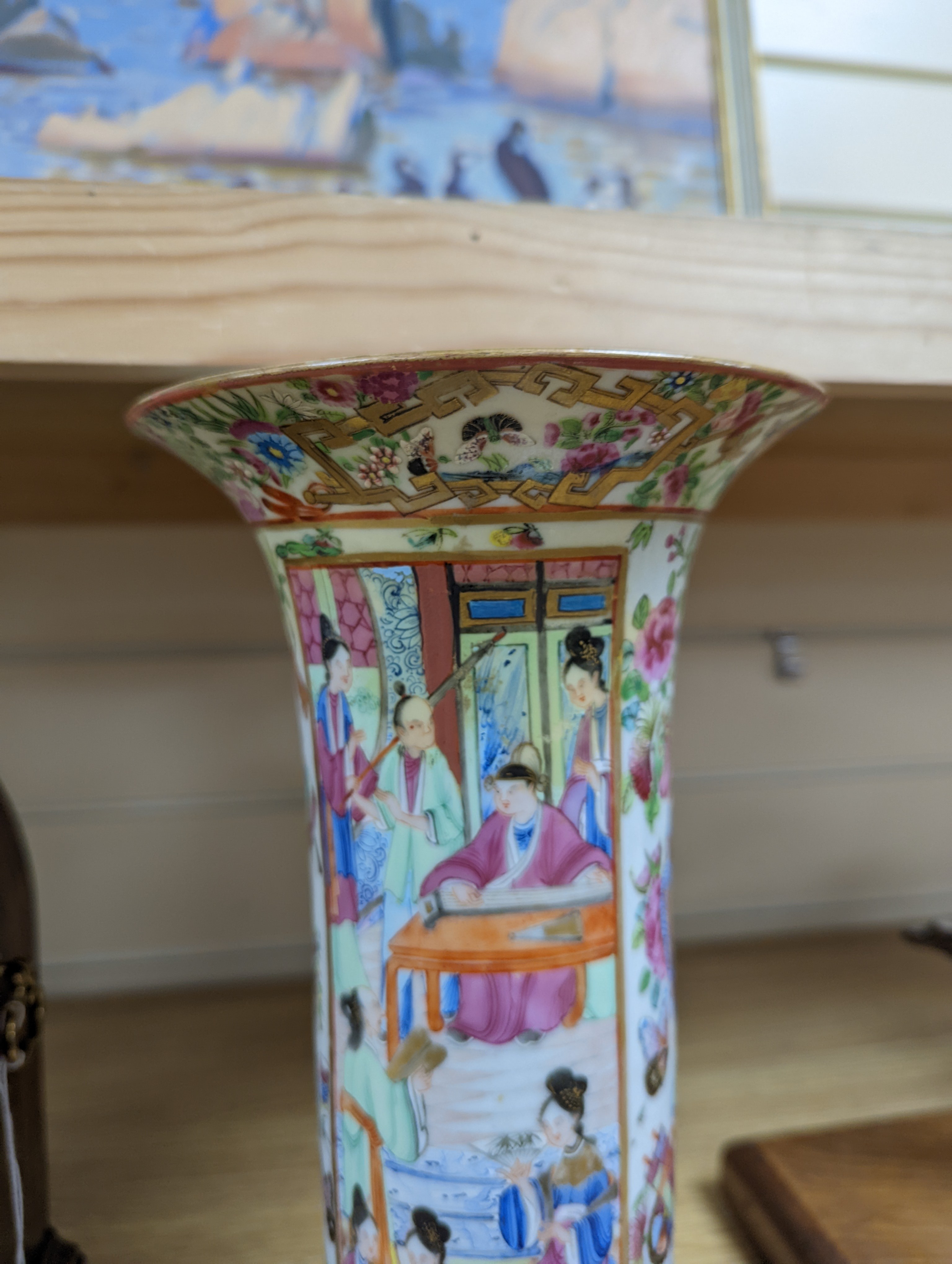 A Chinese famille rose cylindrical vase, 19th century, 31cm